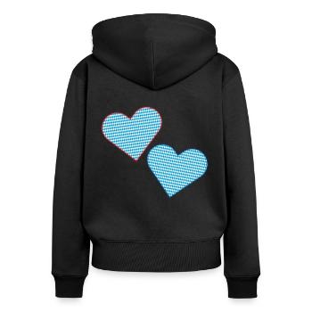 Bayrische Herzen als Patches - Frauen Premium Bio Zip Hoodie - Schwarz - Hinten - Julia (174cm)