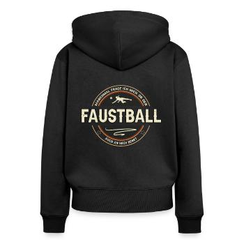 Faustball Spielen Faustballerin Spruch - Frauen Premium Bio Zip Hoodie - Schwarz - Hinten - Julia (174cm)