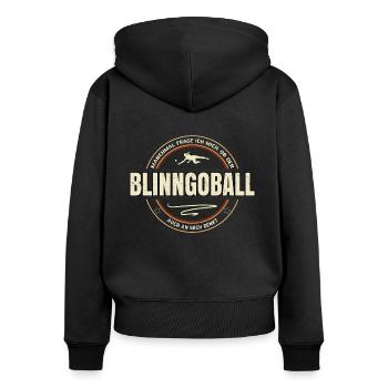 Blinngoball Spielen Frauen Spruch - Frauen Premium Bio Zip Hoodie - Schwarz - Hinten - Julia (174cm)