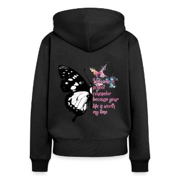 Ich wurde Schulberater - Frauen Premium Bio Zip Hoodie - Schwarz - Hinten - Julia (174cm)