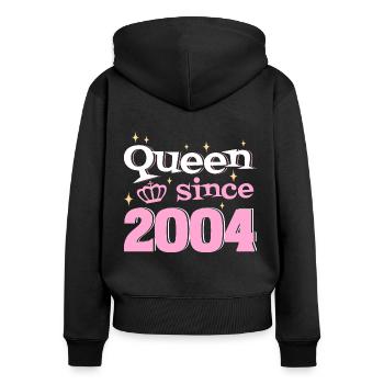 Reine Depuis 2004 Fille 18 Ans Anniversaire - Sweat à capuche zippé Premium bio Femme - noir - Dos - Julia (174cm)
