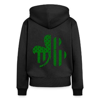 Trèfle drapeau américain - Sweat à capuche zippé Premium bio Femme - noir - Dos - Julia (174cm)