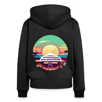 Coucher de soleil Piano Paradise - Sweat à capuche zippé Premium bio Femme - noir - Dos - Julia (174cm)