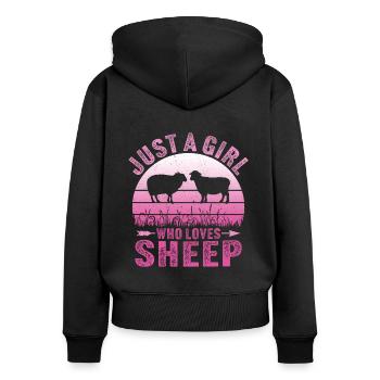 Just A Girl Who Loves Sheep - Women's Premium Organic Zip Hoodie - black - Back - Julia (174cm)