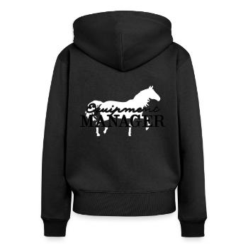 Equipment Manager Pferd 2C - Frauen Premium Bio Zip Hoodie - Schwarz - Hinten - Julia (174cm)
