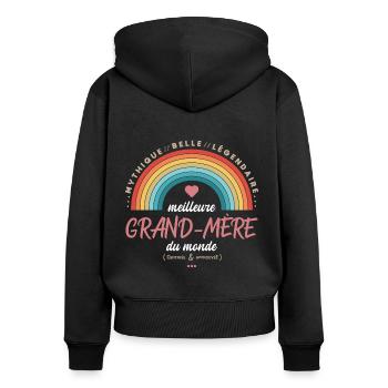 Meilleure grand mère du monde - Sweat à capuche zippé Premium bio Femme - noir - Dos - Julia (174cm)