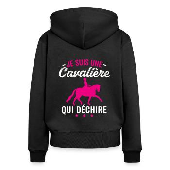 Je suis une cavalière qui déchire - Sweat à capuche zippé Premium bio Femme - noir - Dos - Julia (174cm)