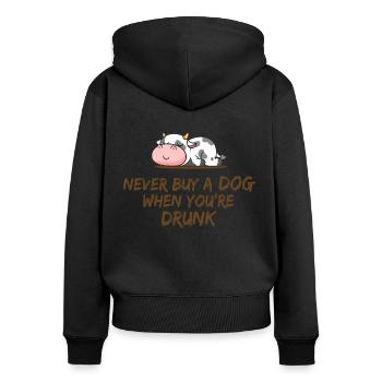 T-shirt hilarant d’identité erronée - Sweat à capuche zippé Premium bio Femme - noir - Dos - Julia (174cm)