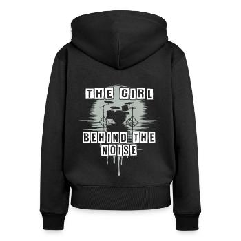 Lautes Mädchen lustiger Drummer Girl Spruch - Frauen Premium Bio Zip Hoodie - Schwarz - Hinten - Julia (174cm)