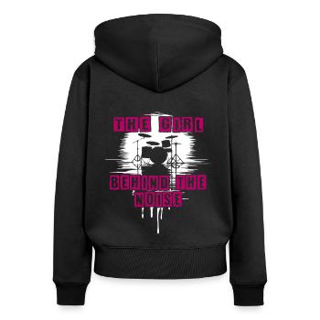 Lautes Mädchen lustiger Drummer Girl Spruch - Frauen Premium Bio Zip Hoodie - Schwarz - Hinten - Julia (174cm)