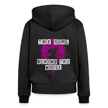 Lautes Mädchen lustiger Drummer Girl Spruch - Frauen Premium Bio Zip Hoodie - Schwarz - Hinten - Julia (174cm)