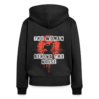 Batteuse Femme Schlagzeugerin Girls Band - Sweat à capuche zippé Premium bio Femme - noir - Dos - Julia (174cm)