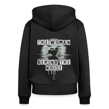 Batteuse Femme Schlagzeugerin Girls Band - Sweat à capuche zippé Premium bio Femme - noir - Dos - Julia (174cm)