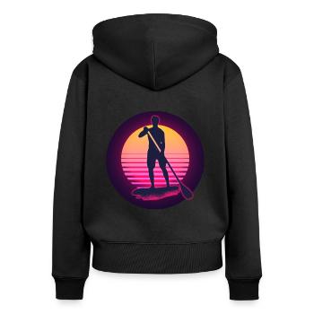Stand Up Paddling Sup Sun. - Sweat à capuche zippé Premium bio Femme - noir - Dos - Julia (174cm)