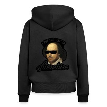 Shakespeare Literatur Leseratte - Frauen Premium Bio Zip Hoodie - Schwarz - Hinten - Julia (174cm)