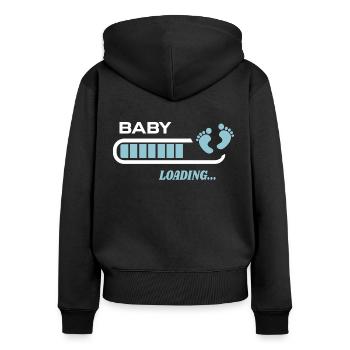 Baby wird heruntergeladen Geburtsgeschenk - Frauen Premium Bio Zip Hoodie - Schwarz - Hinten - Julia (174cm)
