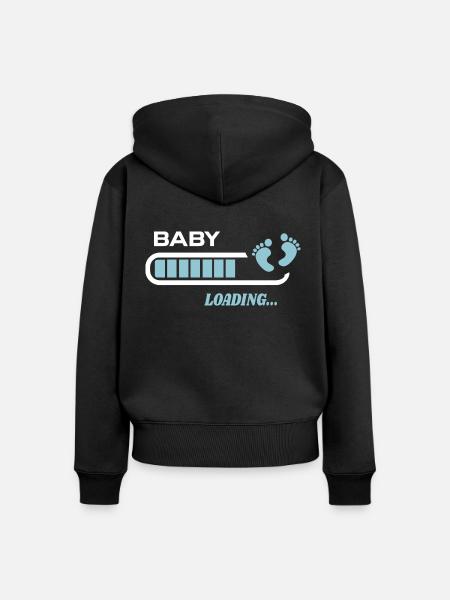 Baby wird heruntergeladen Geburtsgeschenk - Frauen Premium Bio Zip Hoodie - Schwarz