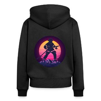 Feuerwehr Berg - Frauen Premium Bio Zip Hoodie - Schwarz - Hinten - Julia (174cm)