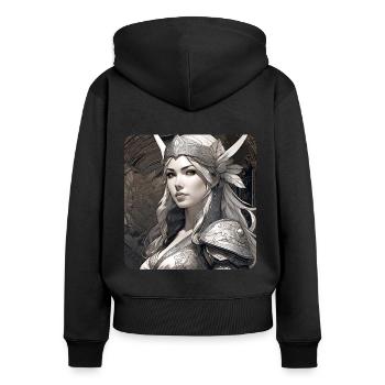 Fantasy Anime Fille Viking Germanique Trigues Moyen Âge - Sweat à capuche zippé Premium bio Femme - noir - Dos - Julia (174cm)