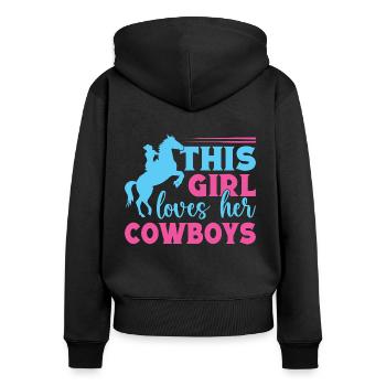Western Rider Cette fille aime ses cow-boys Cowgirls - Sweat à capuche zippé Premium bio Femme - noir - Dos - Julia (174cm)