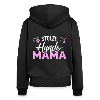 Stolze Hundemama - Frauen Premium Bio Zip Hoodie - Schwarz - Hinten - Julia (174cm)