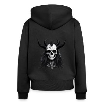 Skull with Horns Devil Skull - Women's Premium Organic Zip Hoodie - black - Back - Julia (174cm)