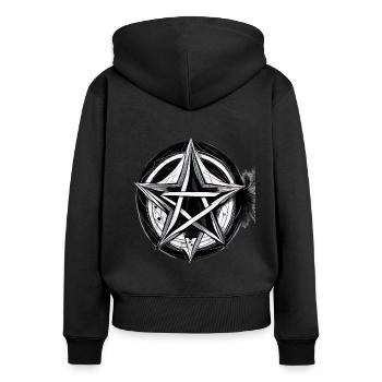 Pentagram Black White Summoning Black Magic - Women's Premium Organic Zip Hoodie - black - Back - Julia (174cm)
