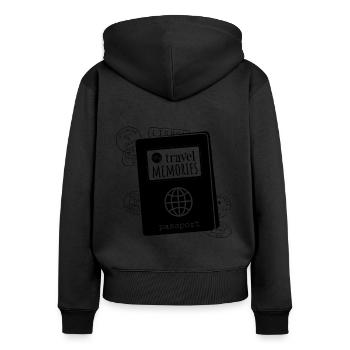 My travel memorises passport - noir - Sweat à capuche zippé Premium bio Femme - noir - Dos - Julia (174cm)