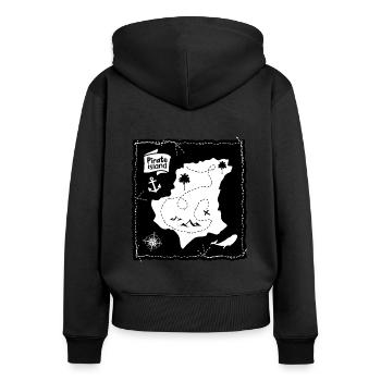 Pirate island - Sweat à capuche zippé Premium bio Femme - noir - Dos - Julia (174cm)