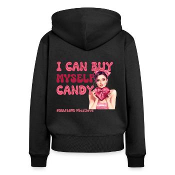 Selbstliebe zum Valentinstag - Frauen Premium Bio Zip Hoodie - Schwarz - Hinten - Julia (174cm)