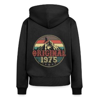 Original 1975 Jahrgang geboren Geburtstag Geschenk - Frauen Premium Bio Zip Hoodie - Schwarz - Hinten - Julia (174cm)