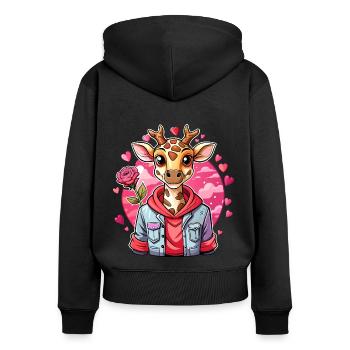 Giraffe Parade: Cool Giraffe - Women's Premium Organic Zip Hoodie - black - Back - Julia (174cm)