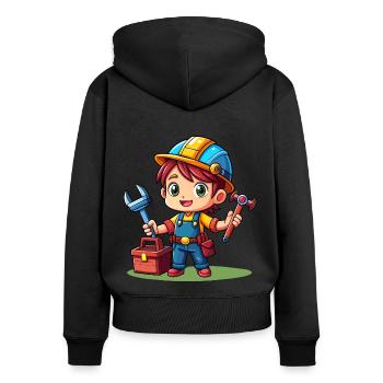 Petit Artisan - Sweat à capuche zippé Premium bio Femme - noir - Dos - Julia (174cm)
