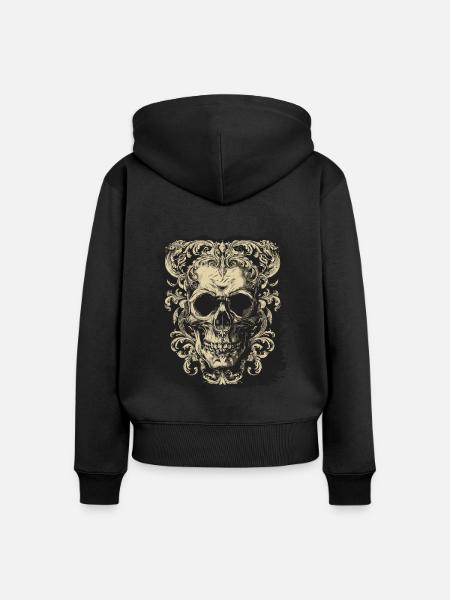 Gothic Schädel - Frauen Premium Bio Zip Hoodie - Schwarz