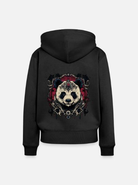 Pandabär - Frauen Premium Bio Zip Hoodie - Schwarz