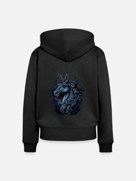 Einhorn Fantasy - Frauen Premium Bio Zip Hoodie - Schwarz