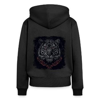 Tiger - Women's Premium Organic Zip Hoodie - black - Back - Julia (174cm)