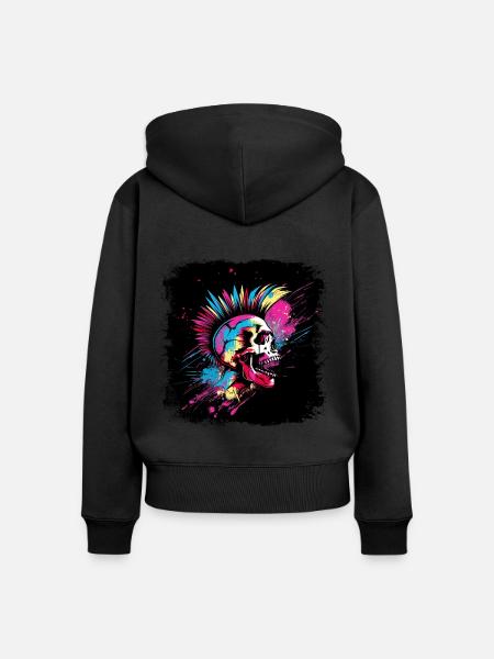 Punk Zombie Mohawk - Frauen Premium Bio Zip Hoodie - Schwarz