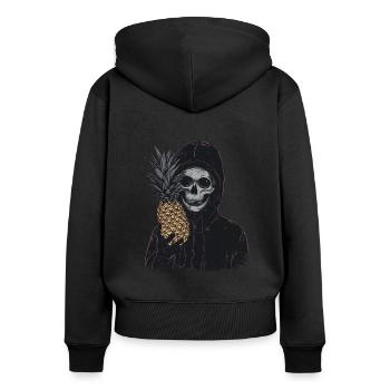 Ananas Horreur Crâne - Sweat à capuche zippé Premium bio Femme - noir - Dos - Julia (174cm)