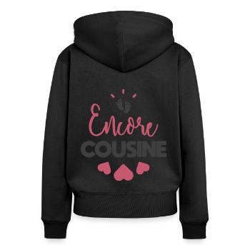 Encore cousine - Sweat à capuche zippé Premium bio Femme - noir - Dos - Julia (174cm)