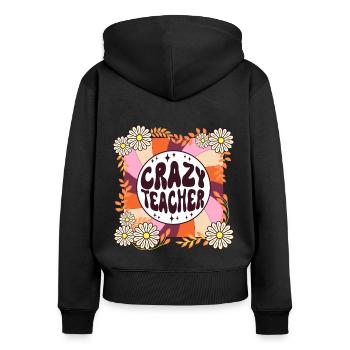 Retro Theme Humor Gift for Female Teacher - Women's Premium Organic Zip Hoodie - black - Back - Julia (174cm)