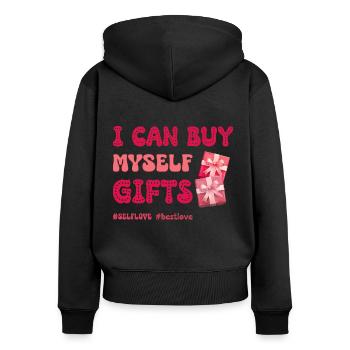 Drôle de la Saint-Valentin Amour de soi Anti Saint-Valentin - Sweat à capuche zippé Premium bio Femme - noir - Dos - Julia (174cm)