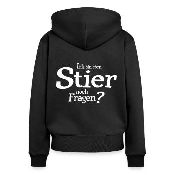 Sternzeichen Stier - Frauen Premium Bio Zip Hoodie - Schwarz - Hinten - Julia (174cm)