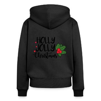 Holly Jolly Weihnachten - Frauen Premium Bio Zip Hoodie - Schwarz - Hinten - Julia (174cm)