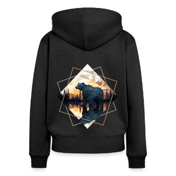 Abstrakter Bär in den Bergen - Frauen Premium Bio Zip Hoodie - Schwarz - Hinten - Julia (174cm)