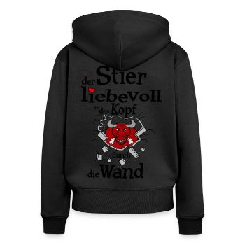 Sternzeichen Stier - Frauen Premium Bio Zip Hoodie - Schwarz - Hinten - Julia (174cm)