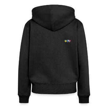 Suède Finlande Norvège Drapeau Cœur - Sweat à capuche zippé Premium bio Femme - noir - Dos - Julia (174cm)