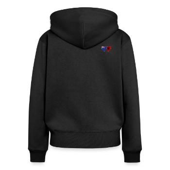 Neuseeland Albanien Flagge Herz - Frauen Premium Bio Zip Hoodie - Schwarz - Hinten - Julia (174cm)