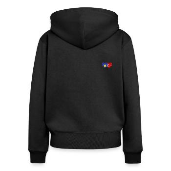 Kosovo Turquie Drapeau Cœur - Sweat à capuche zippé Premium bio Femme - noir - Dos - Julia (174cm)