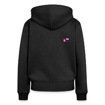 Serbien Russland Flagge Herz - Frauen Premium Bio Zip Hoodie - Schwarz - Hinten - Julia (174cm)